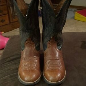 Leather Ariat Cowboy Boots - Brown and Green